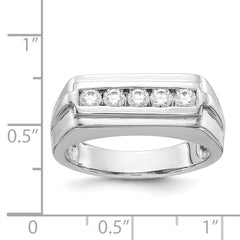 14k White Gold Diamond 5-stone Mens Ring