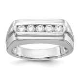 14k White Gold Diamond 5-stone Mens Ring