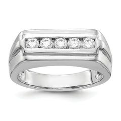 14k White Gold Diamond 5-stone Mens Ring