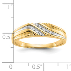 10K w/Rhodium Diamond Mens Ring