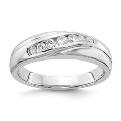 14k White Gold 7-stone Diamond Mens Ring
