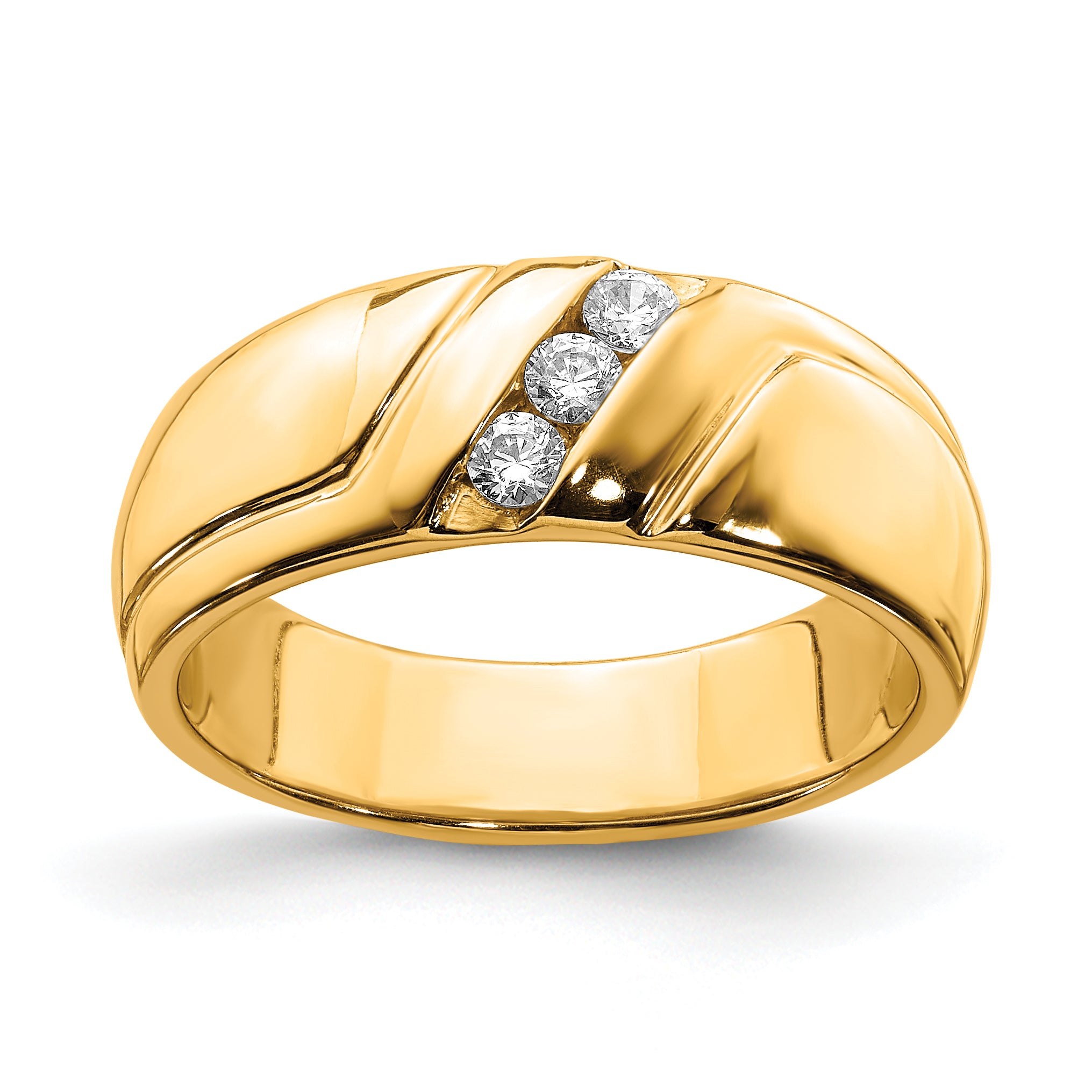 14k Diamond 3-stone Mens Ring