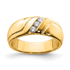 14k Diamond 3-stone Mens Ring