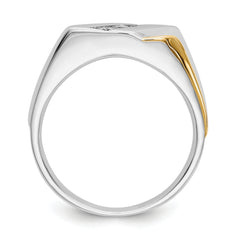 14k Two-tone Gold Diamond Mens Ring
