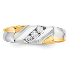 14k Two-tone Gold Diamond Mens Ring