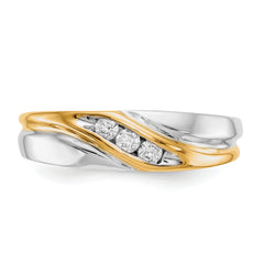 14k Two-tone Diamond Mens Ring