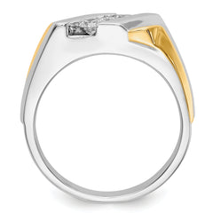 14k Two-tone Gold Diamond Mens Ring