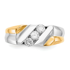 14k Two-tone Gold Diamond Mens Ring