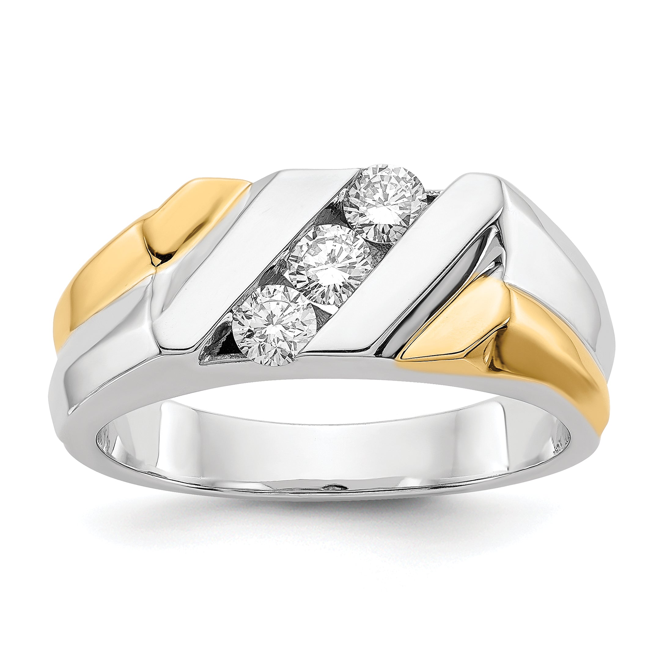 14k Two-tone Gold Diamond Mens Ring