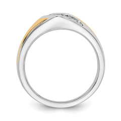 14k Two-tone Gold Diamond Mens Ring