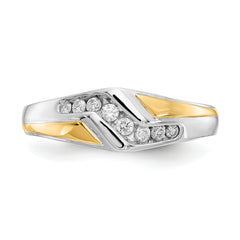 14k Two-tone Gold Diamond Mens Ring
