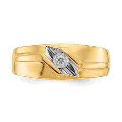14k and Rhodium Diamond Mens Ring