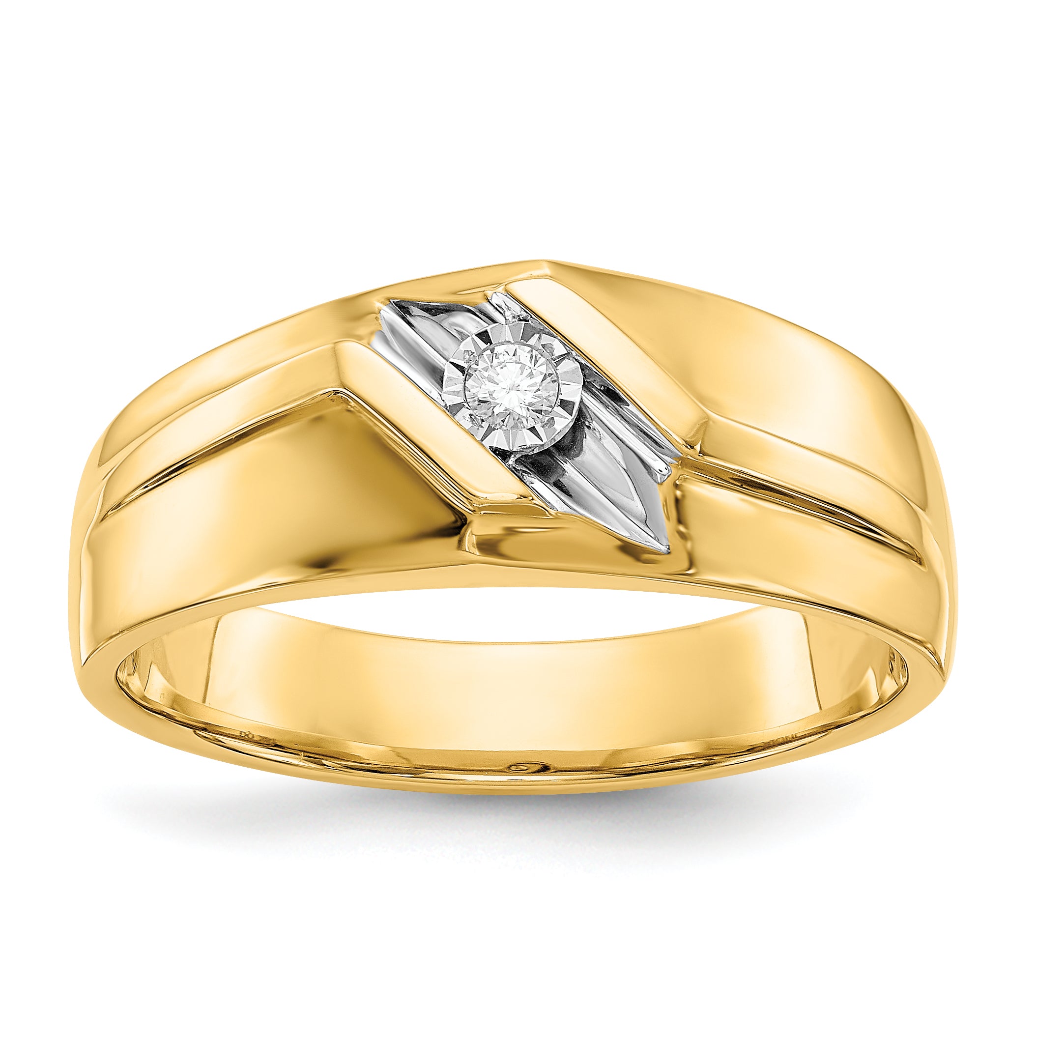 14k and Rhodium Diamond Mens Ring