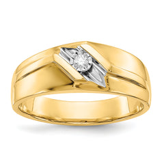 14k and Rhodium Diamond Mens Ring