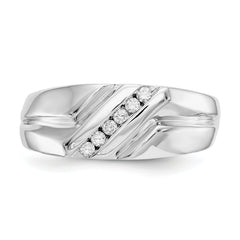 14k White Gold Diamond Mens Ring