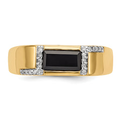 14k Onyx and Diamond Mens Ring