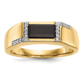 14k Onyx and Diamond Mens Ring