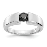 14k White Gold Black Diamond Mens Ring