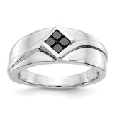 14k White Gold Black Diamond Mens Ring