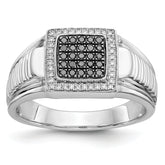 14k White Gold Black and White Diamond Mens Ring