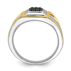 14k Two-tone Black Diamond Mens Ring