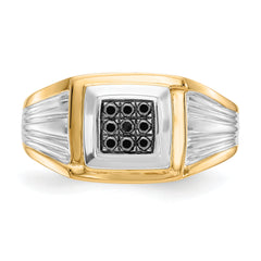 14k Two-tone Black Diamond Mens Ring