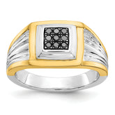 14k Two-tone Black Diamond Mens Ring