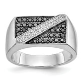 14k White Gold Black and White Diamond Mens Ring