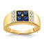 14k Created Sapphire and Diamond Mens Ring