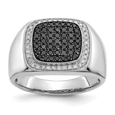 14k White Gold Black and White Diamond Mens Ring