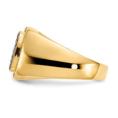 14k Black and White Diamond Mens Ring