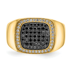 14k Black and White Diamond Mens Ring