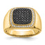 14k Black and White Diamond Mens Ring