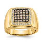 14k Champagne and White Diamond Mens Ring