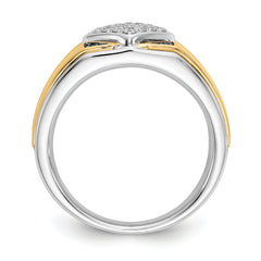 14k Two-tone Black and White Diamond Mens Ring