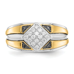 14k Two-tone Black and White Diamond Mens Ring