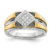 14k Two-tone Black and White Diamond Mens Ring