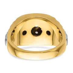 14k Two-tone Fancy Ridged-Sides Mens Diamond Ring Mounting (No Stones Included)