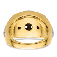 14k Two Tone Fancy Ridged-Sides 1ct Mens Diamond Ring Mounting (No Stones Included)