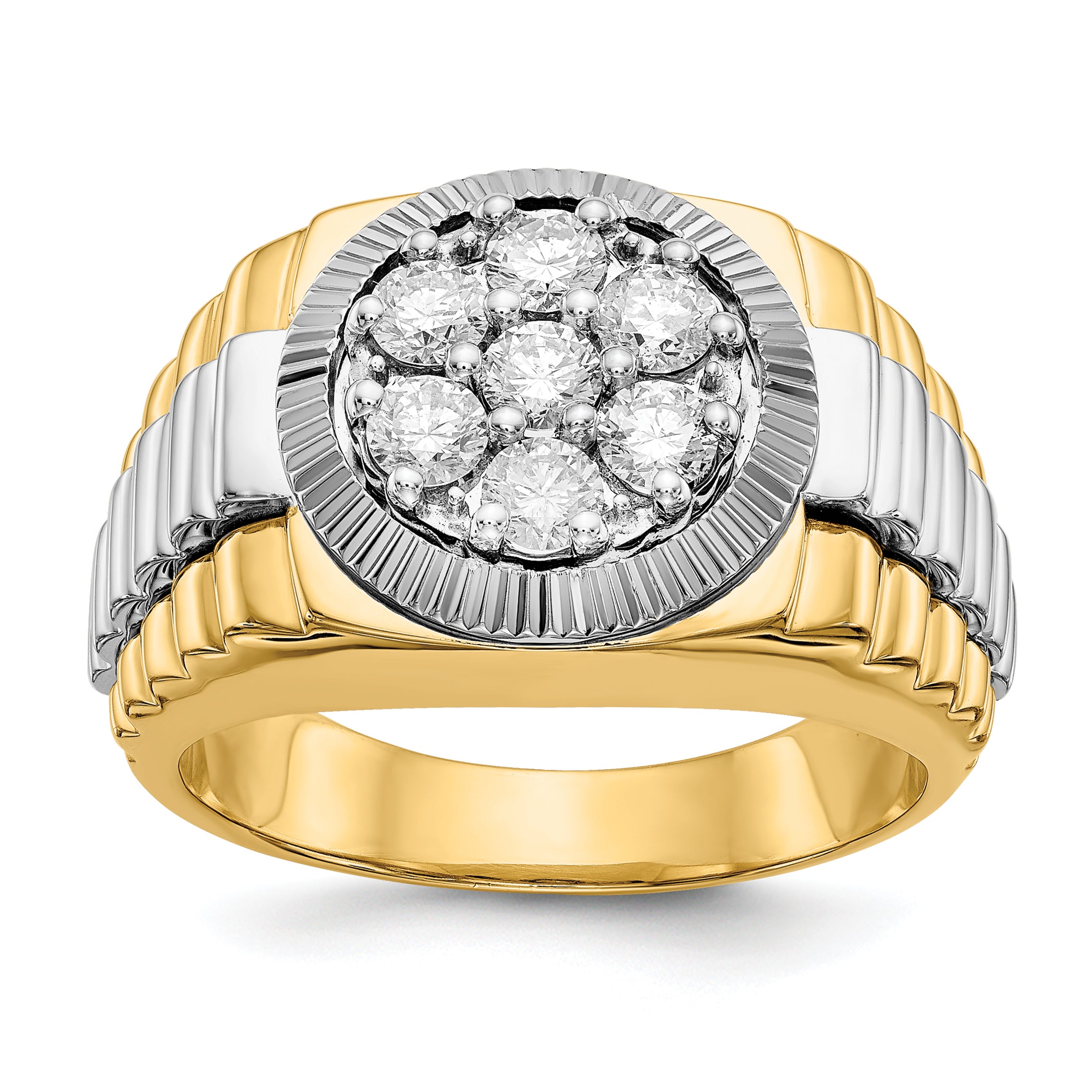 14k Two-tone AA Diamond men's ring