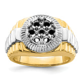 14k Two Tone Fancy Ridged-Sides 1ct Mens Diamond Ring Mounting (No Stones Included)