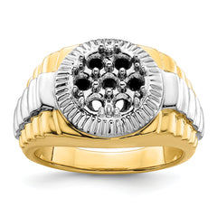 14k Two Tone Fancy Ridged-Sides 1ct Mens Diamond Ring Mounting (No Stones Included)