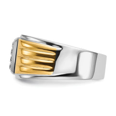 14k Two-tone Diamond Square Mens Ring