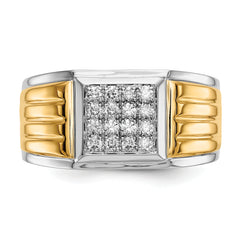14k Two-tone Diamond Square Mens Ring
