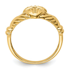 14k Polished .06ct. Diamond Mens Claddagh Ring Mounting (No Stones Included)