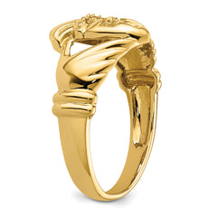 14k Polished .06ct. Diamond Mens Claddagh Ring Mounting (No Stones Included)