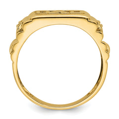 14k Etched Band Polished Mens DAD Ring Mounting (No Stones Included)