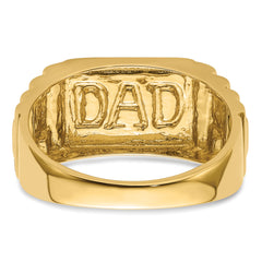 14k Etched Band Polished Mens DAD Ring Mounting (No Stones Included)