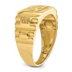 14k Etched Band Polished Mens DAD Ring Mounting (No Stones Included)