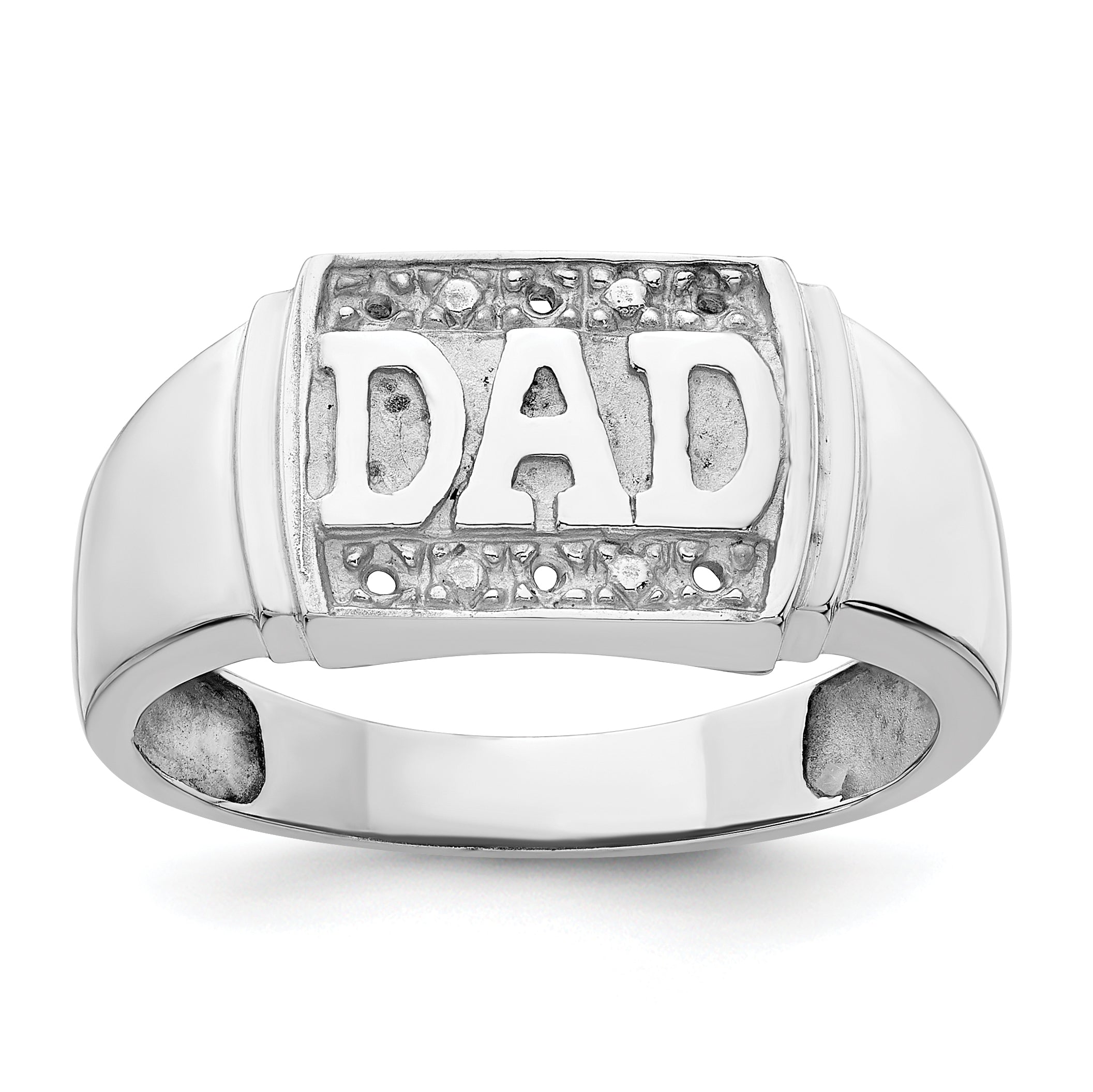 14k White Gold Mens DAD Ring Mounting (No Stones Included)